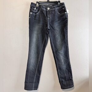 Justice Dark Wash Straight-Leg Jeans in Black Fade